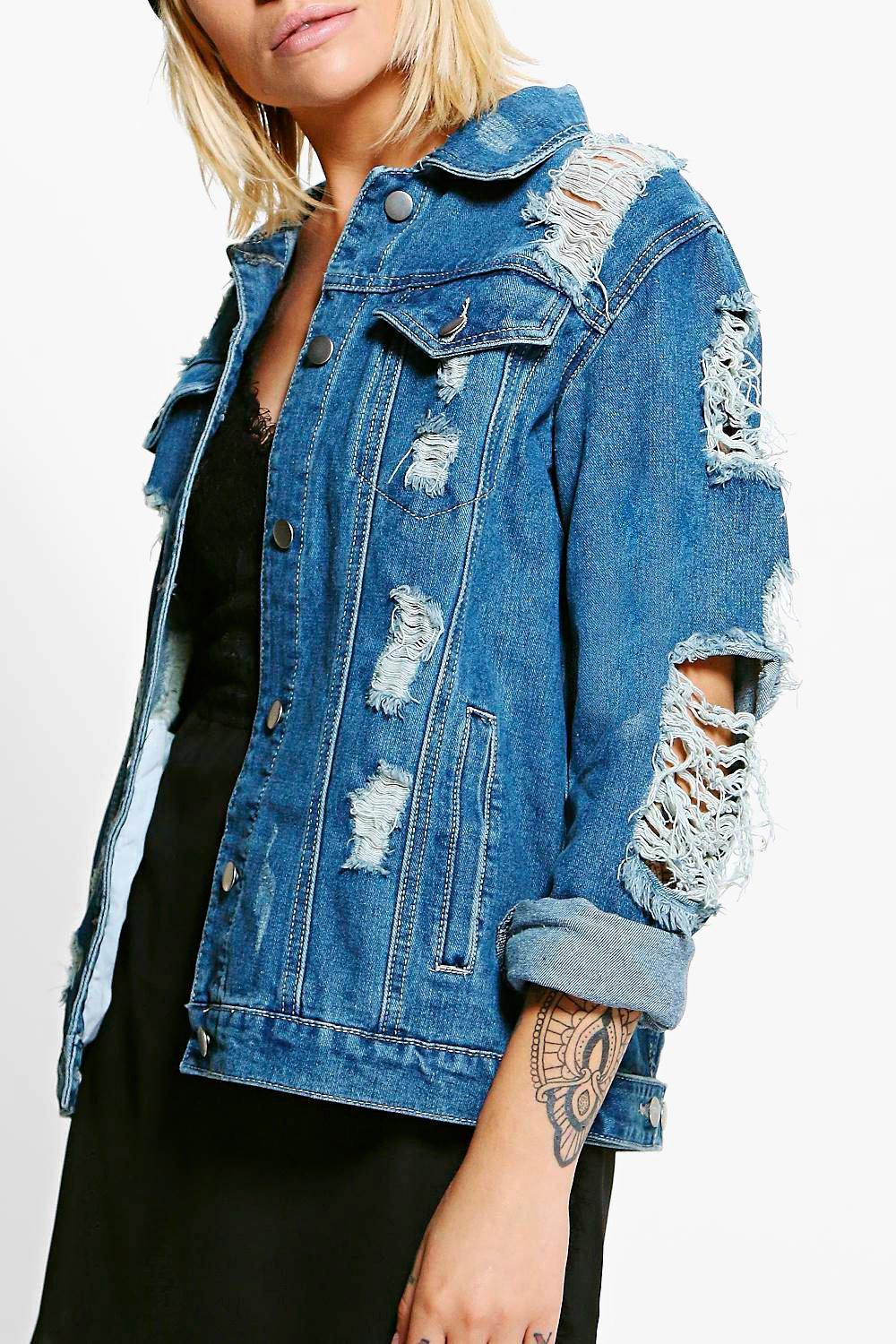 Boohoo ripped outlet denim jacket